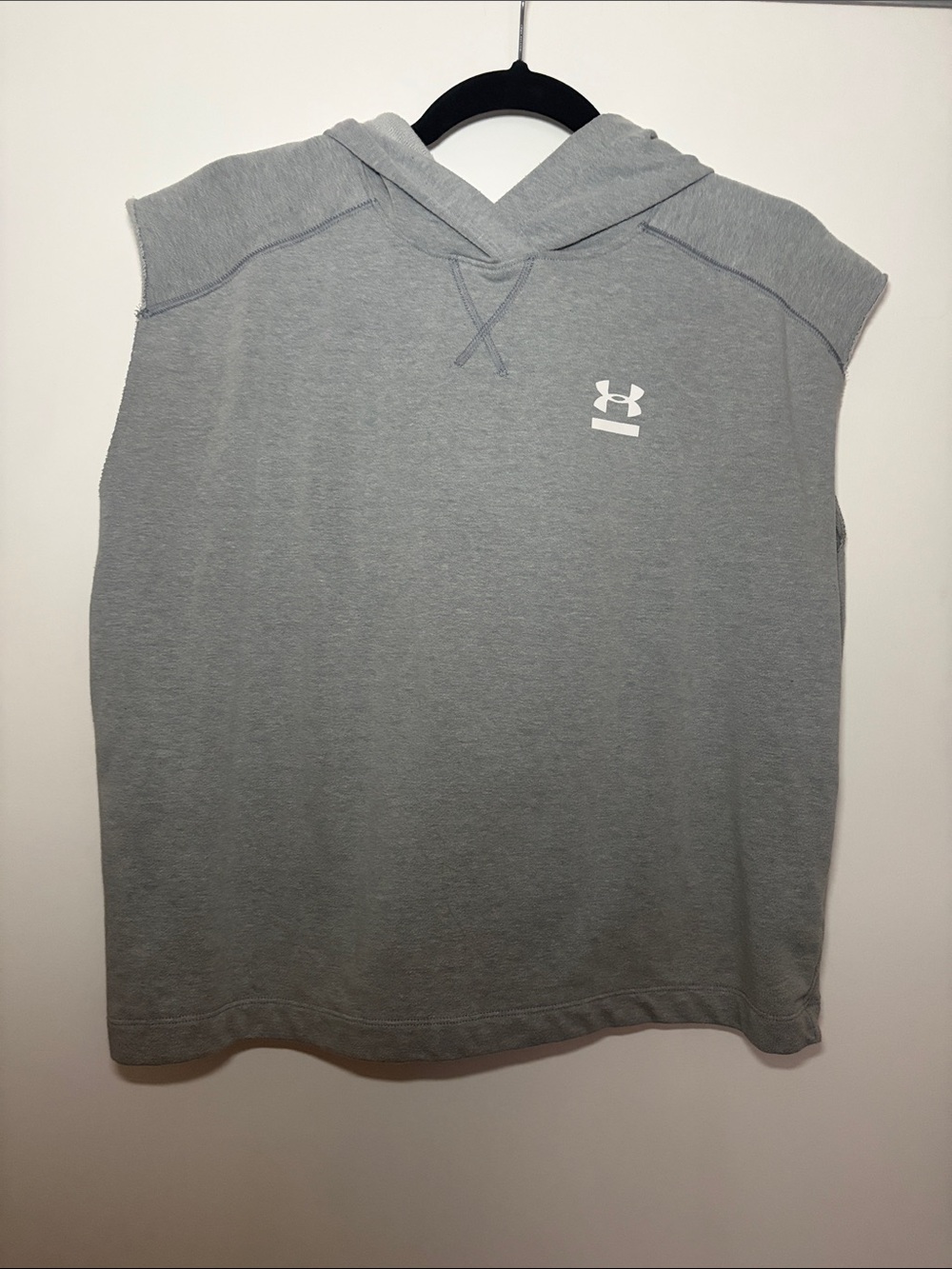 Under Armour Gray Sleeveless Hooded Pullover with White Logo